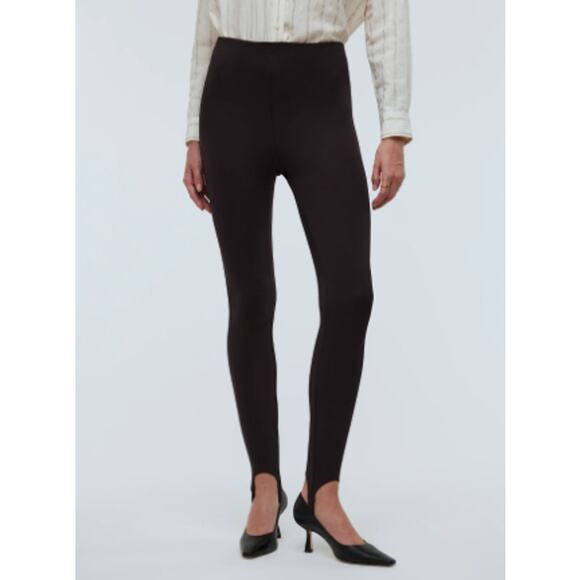 Madewell Womens Ponte Stirrup Leggings Fitted Roasted Espresso Brown Size Small - Picture 1 of 11